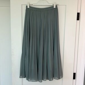 Sage green pleated maxi skirt